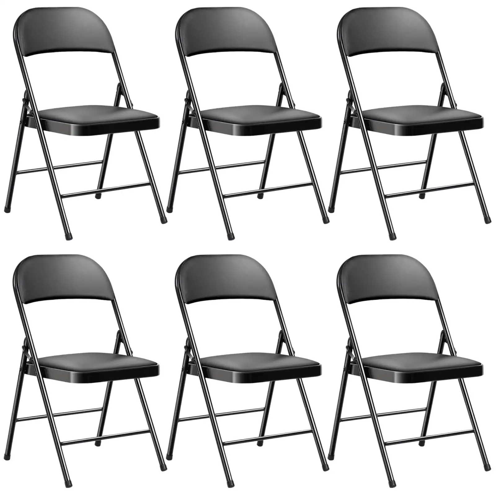 Vinyl-Padded Metal Folding Chair 6-Pack Black