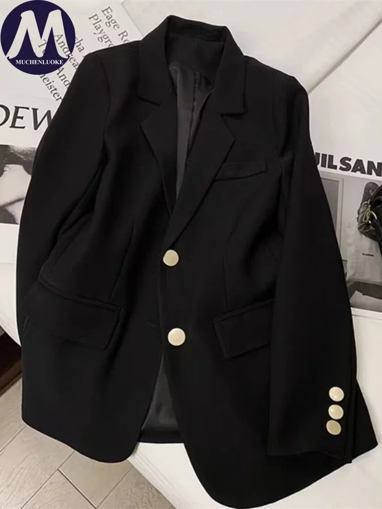 Women's Long Sleeved Blazer Korean Fashion Slim Fit Casual Loose Office Blazer for Spring Autumn