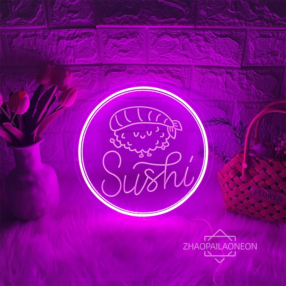 Imagem -04 - Sushi Custom Neon Led Sign Luzes de Parede para Sushi Shop Festa do Café Decoração do Restaurante Japonês Usb