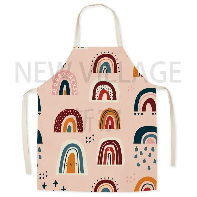 Cartoon Cloud Rainbow Apron Linen Oil-proof Apron Parent-child Kitchen Sleeveless Halter Kitchen Apron Delantal Cocina фартук