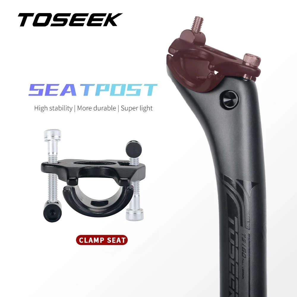 TOSEEK Carbon Seatpost 27.2/30.8/31.6mm Matte Black MTB/Road Bike Seat Post Length 350-400mm Offset 20mm Seat Tube Bicycle Parts