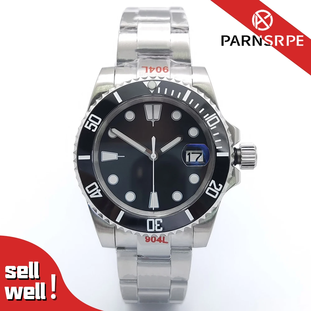 Luxury Business 40mm Diving Watch waterproof Luminous ceramic bezel Calendar display NH35 automatic movement  Closed bottom
