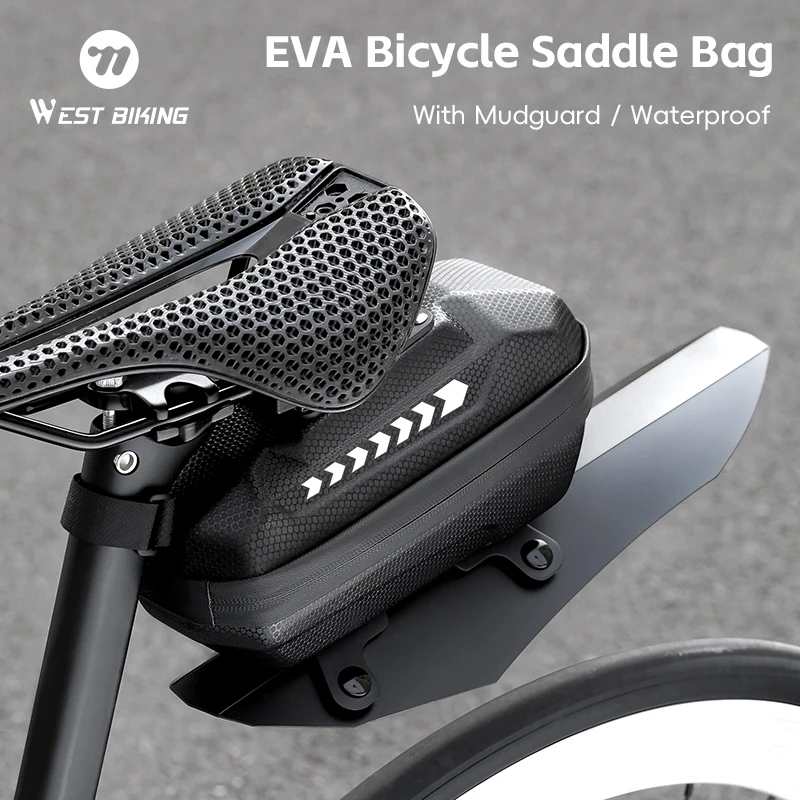 

WEST BIKING Bicycle Saddle Bag With Mudguard Portable Waterproof Cycling Seat Tail Bag MTB Road Bike Storage Bag Bike Accessorie