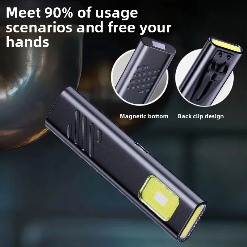 Security Rechargeable Flashlight, Magnetic Work Light, USB C Pocket Torch with Clip, Mini LED Emergency High Power Warning Light