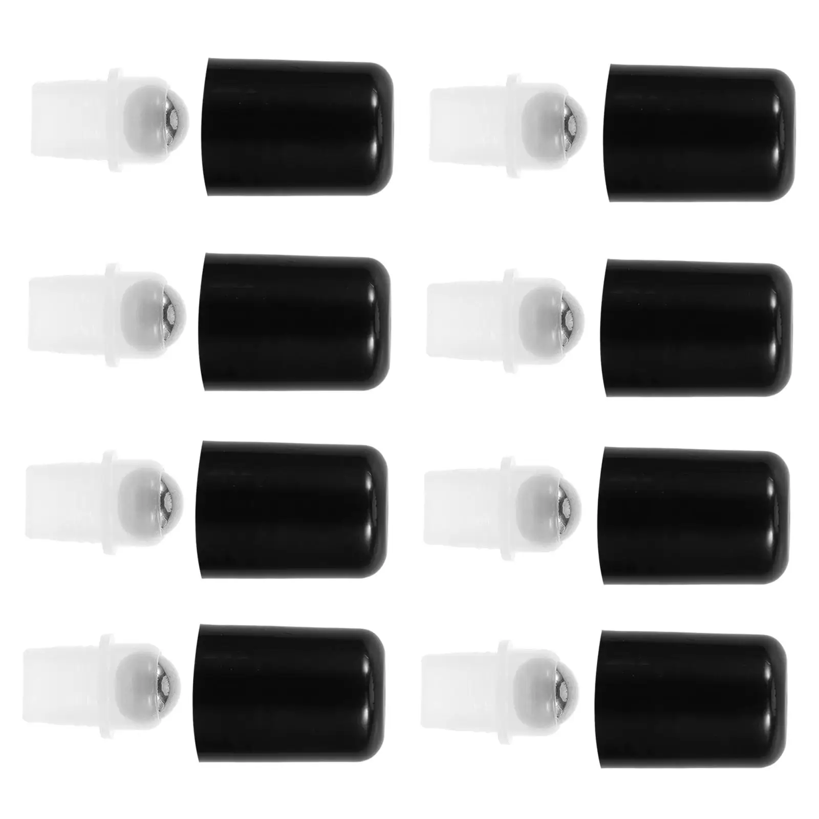 

20 шт., комплект вставок для бутылок с шариками и эфирным маслом, многоразовые пустые черные бутылки, масляные диффузоры, роликовый пылезащитный колпачок для дома и путешествий