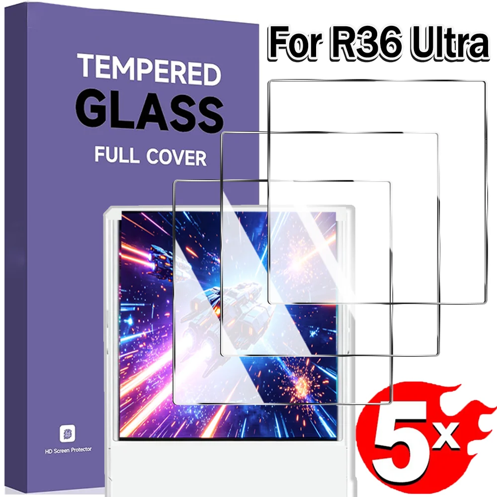 5-1PACK HD Tempered Glass for R36S Ultra Game Console Shatterproof Screen Protectors 9H Hardness Anti-Scratch Protective Films