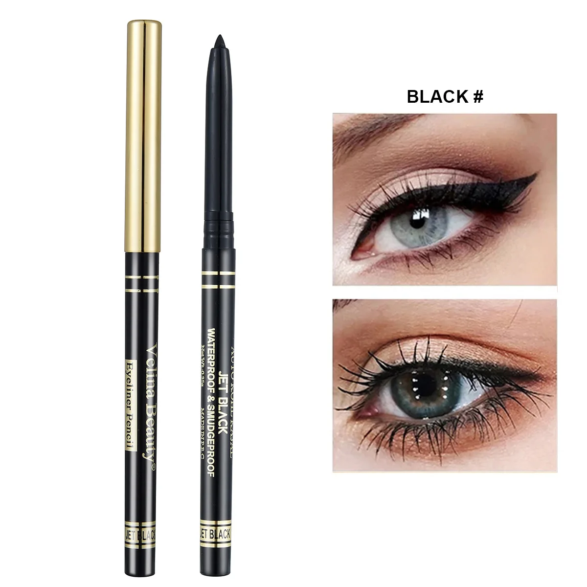 Crayon gel eye-liner longue durée pour femme, étanche, facile à porter, noir, blanc, stylo à doublure lisse, outils de maquillage professionnels pour les yeux, 256