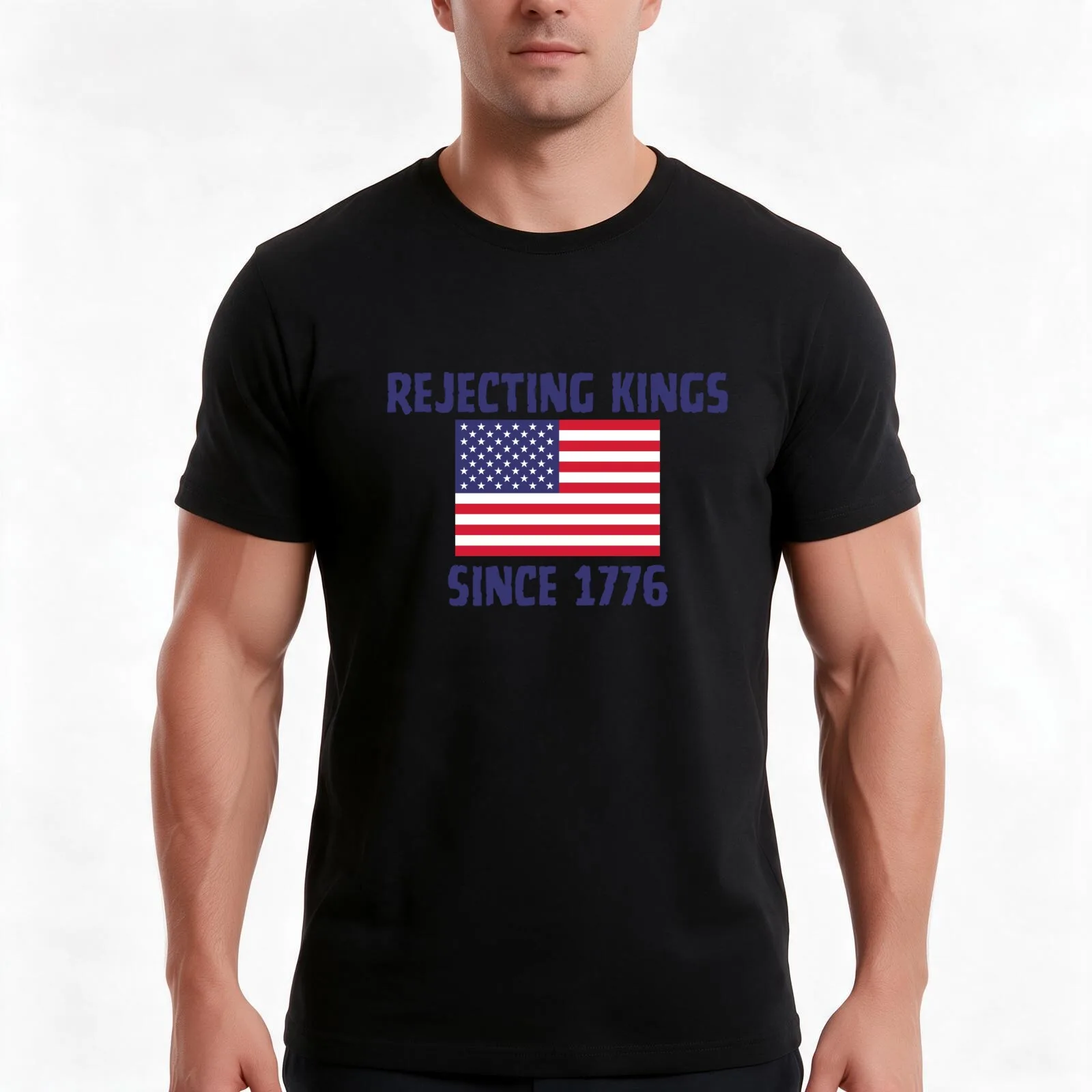 Rejecting Kings Since 1776 T-Shirt, Summer Casual Cotton Tee, Oversized Streetwear Tops, Vintage Graphic Print, Unisex Men Women