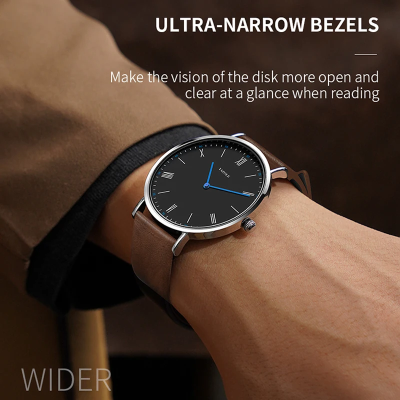 New Men Watch Simple Leather Quartz Wrist Watches For Men Minimalist Fashion Ultra Thin Wrist Watch Original YAZOLE Reloj Hombre