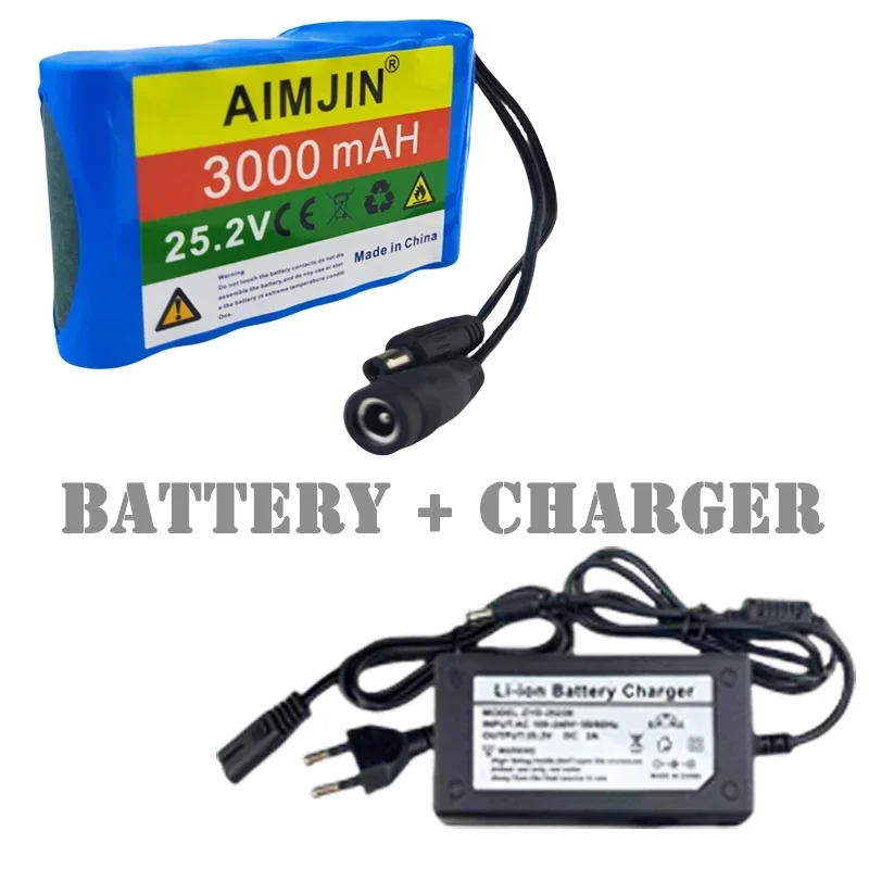 

2024 New 6S1P 25.2V 18650 3000mah Battery for Night Fishing Light, Electric Bicycle, Scooter, Toy, Drill Bit with BMS + Charger