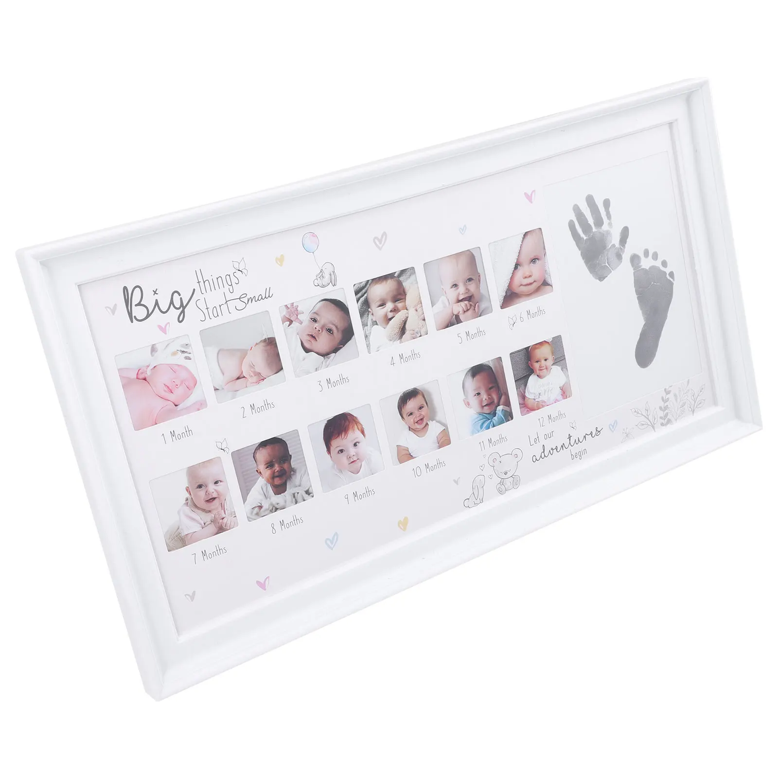 

12pcs Hand Foot Print Photo Frame 12 Month Milestone Baby Shower Gift Newborn Girl Year Picture Frame