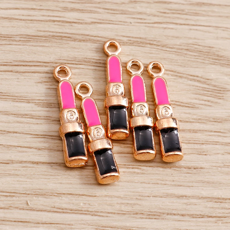 Tusember 10 Stück Niedliche Kristall-Lippenstift-, Handtaschen-, Schuh- und High-Heel-Anhänger für Halsketten, Ohrringe, Armbänder und Bastelarbeiten – Detail 5