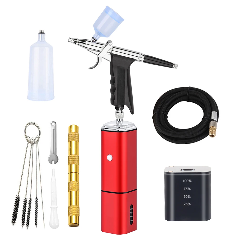 

Portable Mini Cordless Airbrush With Compressor Kit Air Brush Spray Paint Scale Models Barber Travel Beauty Graffiti Graphic