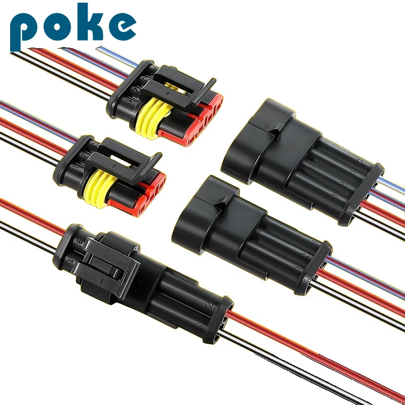 

Amp 1.5mm Waterproof Electrical Auto Connector 1p 2p 3p 4p Male Female Plug With Wire Cable Harness For Car Motorcycle Hid Plug
