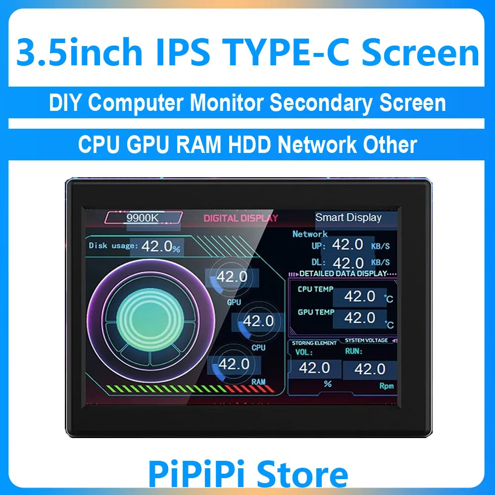 3,5-дюймовый дополнительный экран IPS типа C для компьютера, процессора, графического процессора, оперативной памяти, жесткого диска, 320*480, USB ЖК-монитор, свободно AIDA64 Windows 10 11