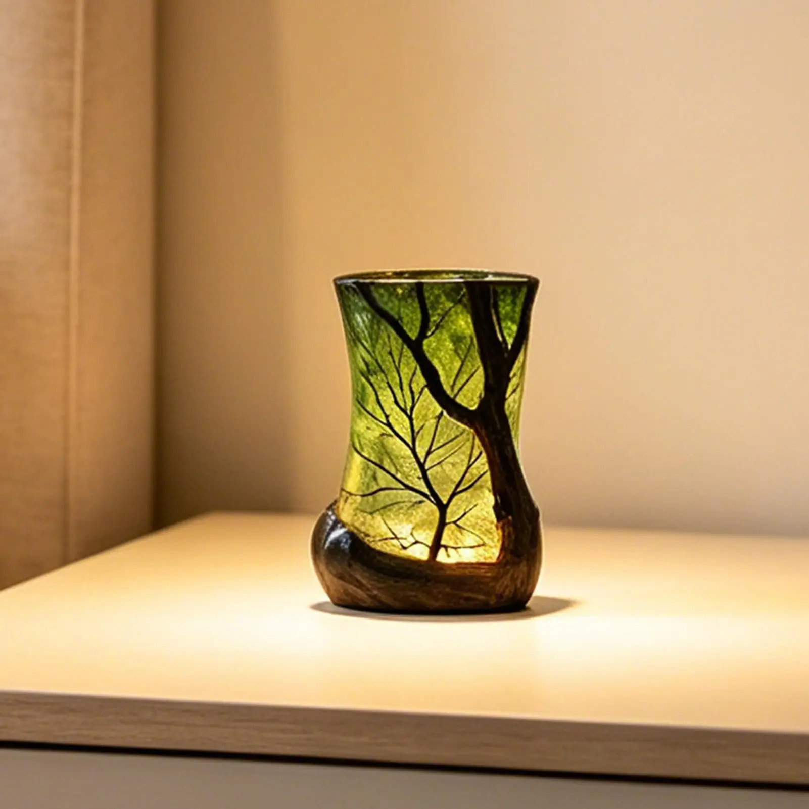 Bedside Table Lamp Forest Nightlight Decorative Ambient Light for Home Office Bedroom Study Room Desk Bookshelf Reading Corner