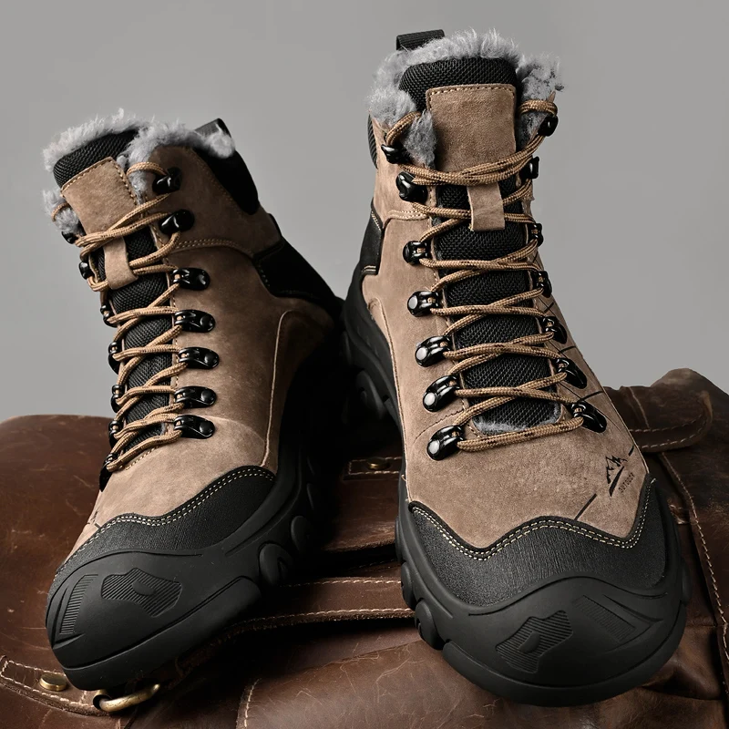 

Fashionable Warm Mid Top Cotton Boots Height Increasing Splicing Frosted Durable Comfortable Young Fashionable Hiking Boots