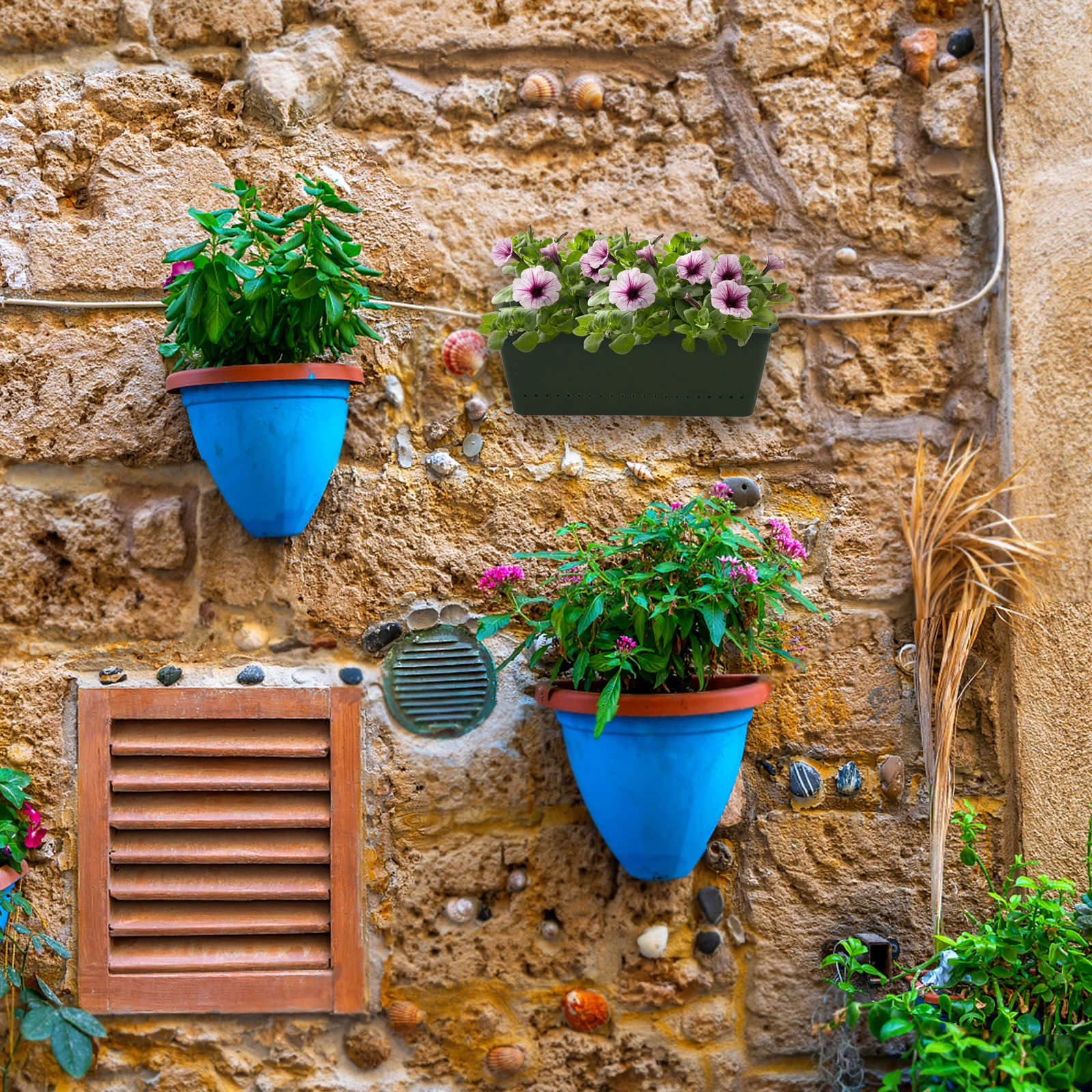 

2pcs Plant Wall Flowerpot PP Material Vertical Planter Large Pots 16-20mm Pipe Slot Garden Balcony