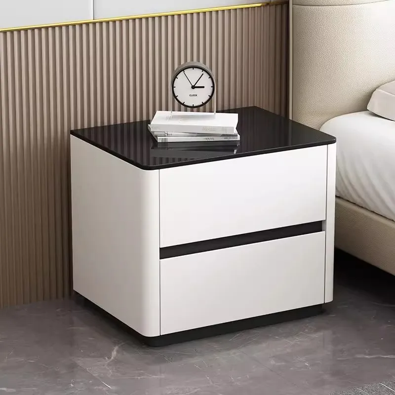 Bedside table simple all solid wood bedroom home bedside table rock slab