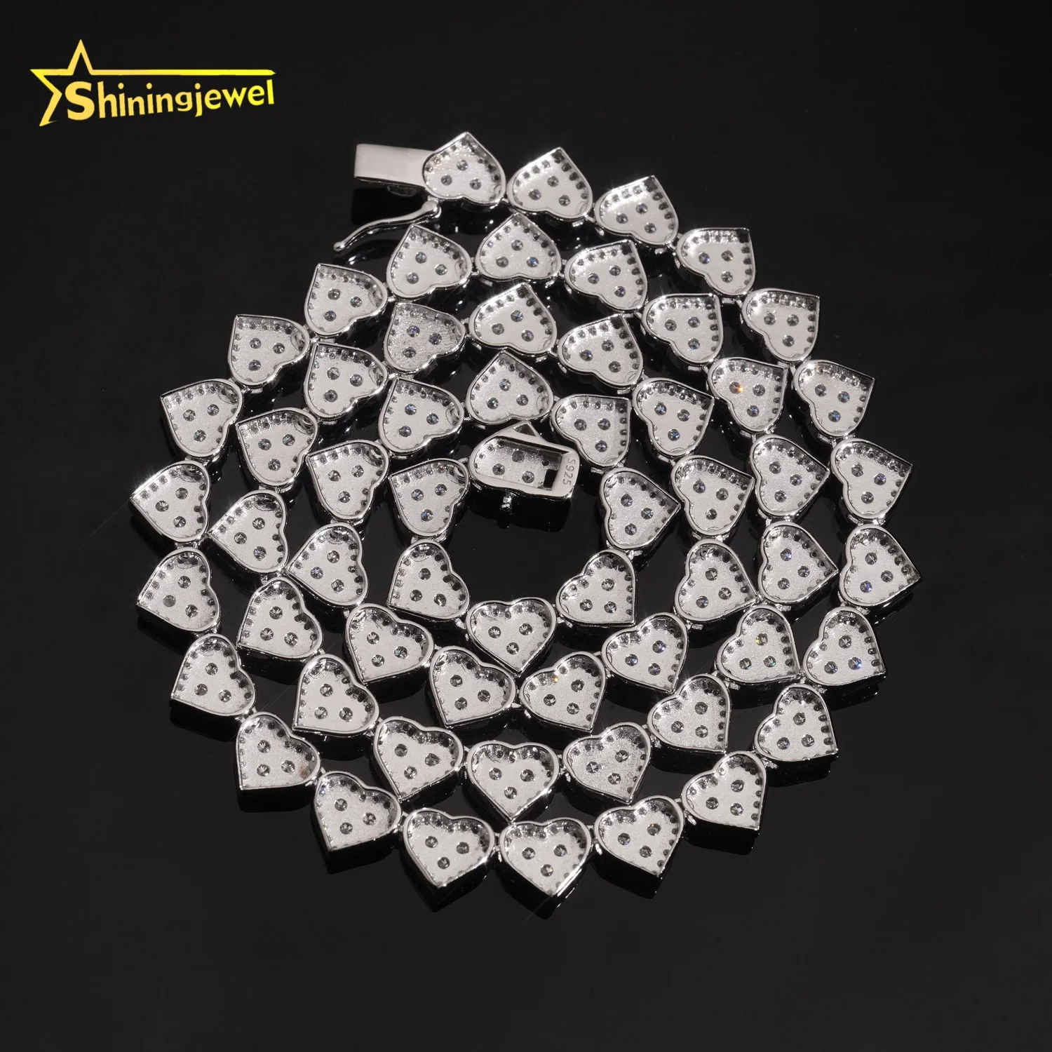 Popular 925 Silver 8mm Heart Shape Moissanite Cuban Link Chain Hip Hop Jewelry Custom Iced Out Men Cuban Necklace...