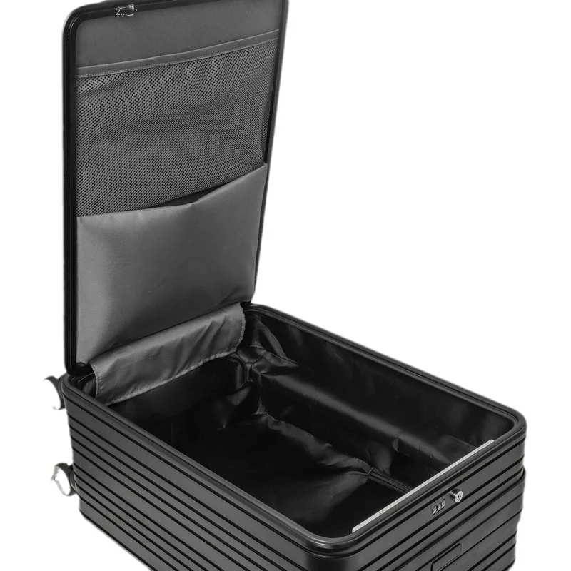 New wide drawbar aluminum-magnesium alloy luggage front opening computer 20 inch boarding suitcase preferred for business travel