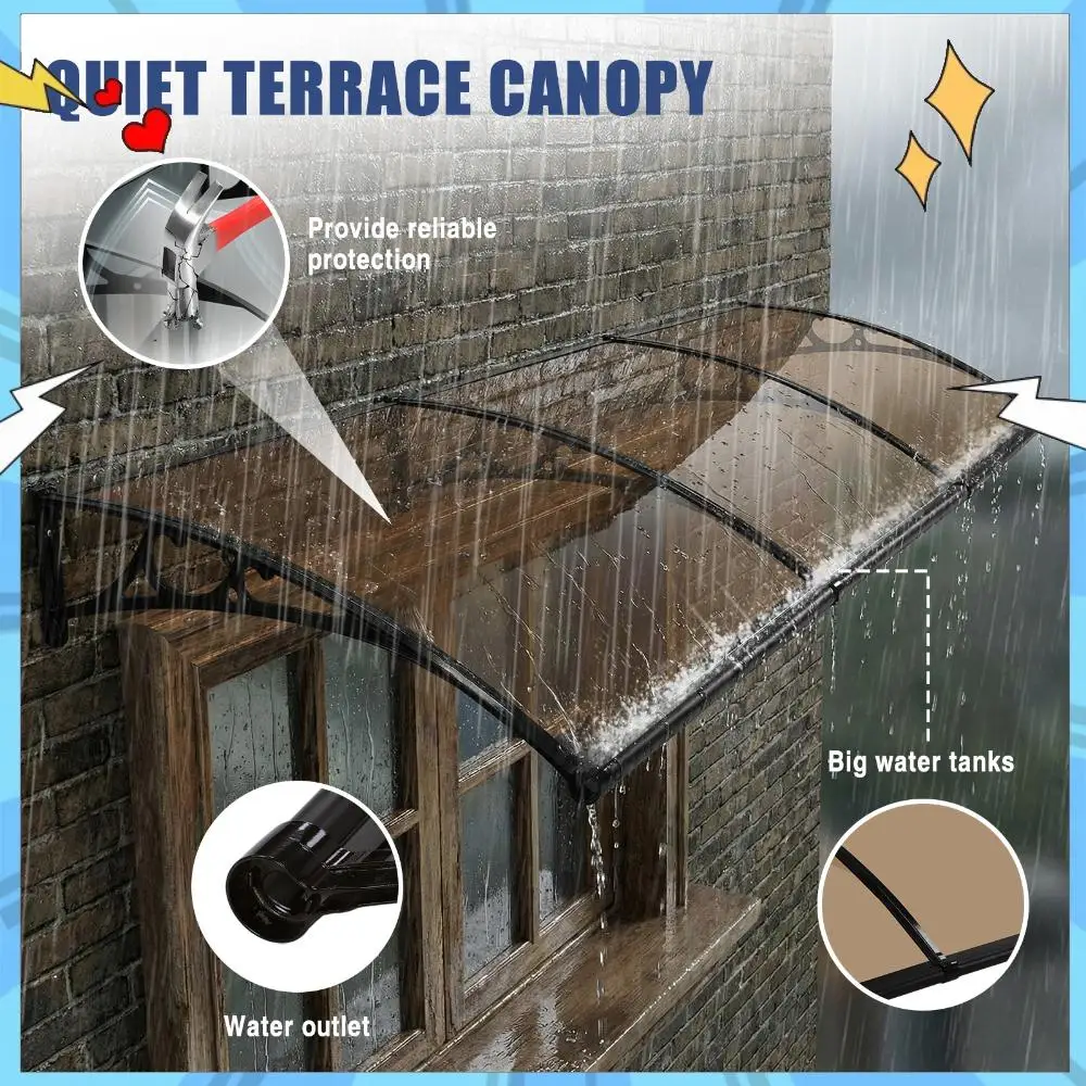 

Window Awnings with Aluminum Alloy Bracket House Overdoor Awnings Strong Load-Bearing Capacity for Rain Snow Sunlight Protection