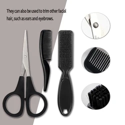 3pcs professional men's beard styling setmini comb scissors beard cleaning brushbeard trimming set Special for real hair wigs