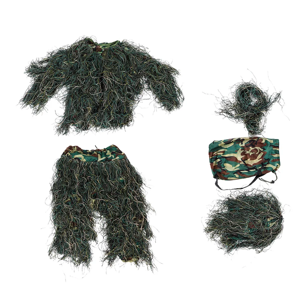 

Kids 3D Camouflage Suits Outdoor Hunting Scouting Children Camouflage Clothes Pants Set with Storage Bag 1.3-1.5m
