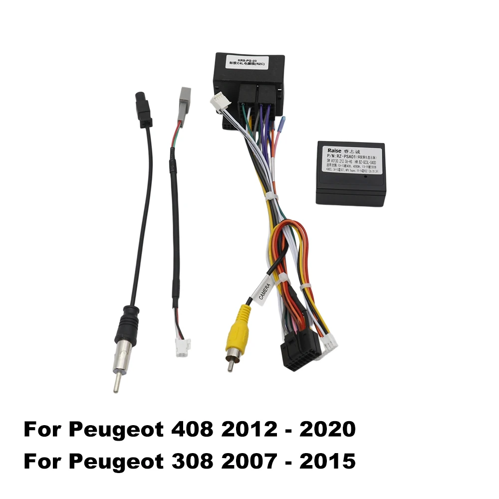 16 PIN Car Radio Canbus Box Adaptor PSA-RZ-01 For Peugeot 408 308 2007 2008 2009 2010 2011- 2020 Power Cable Android 2 Din