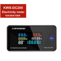 KWS-DC200 Digital Voltmeter DC 0-200V Voltage Seven Functions Power Energy Meter LED Color Display Wattmeter 0-10/50/100A