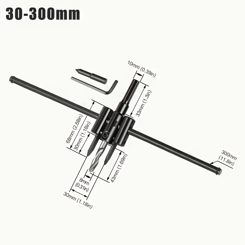 30-120/200/300mm Adjustable Circle Hole Cutter Wood Drywall Drill Bit Saw Round Cutting Blade Aircraft Type DIY Tool view 5