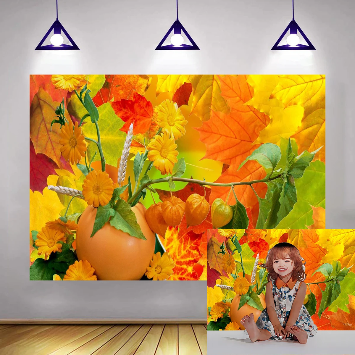 

10x6ft Golden Autumn Fall Backdrop Birthday Thanksgiving Party Photography Baby Shower Background Children Room Wall Decorations