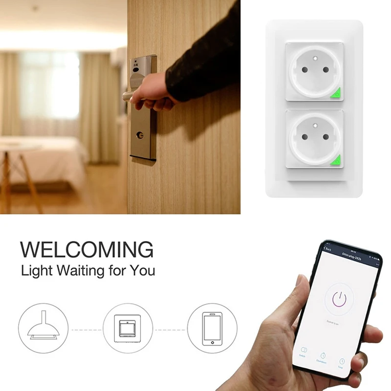 Avoir Zigbee Presa a muro intelligente Wifi Connect Spina francese Bianco 16A Controllo vocale Tuya Smart Life APP Funziona con Google Home Alexa