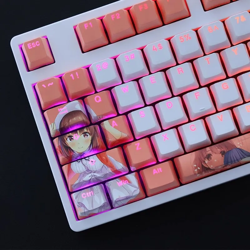 108 Keys/set Saekano How To Raise A Boring Girlfriend Megumi Kato Keycap PBT Backlit Keycaps Cartoon Anime Key Cap For MX Switch