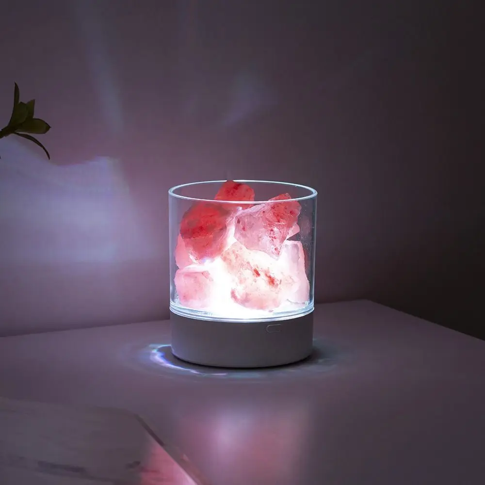 Unique Crafts Natural Crystal Salt Lamp 7 Color Lights Eye Protection Night Light USB Powered LED Table Light Desk