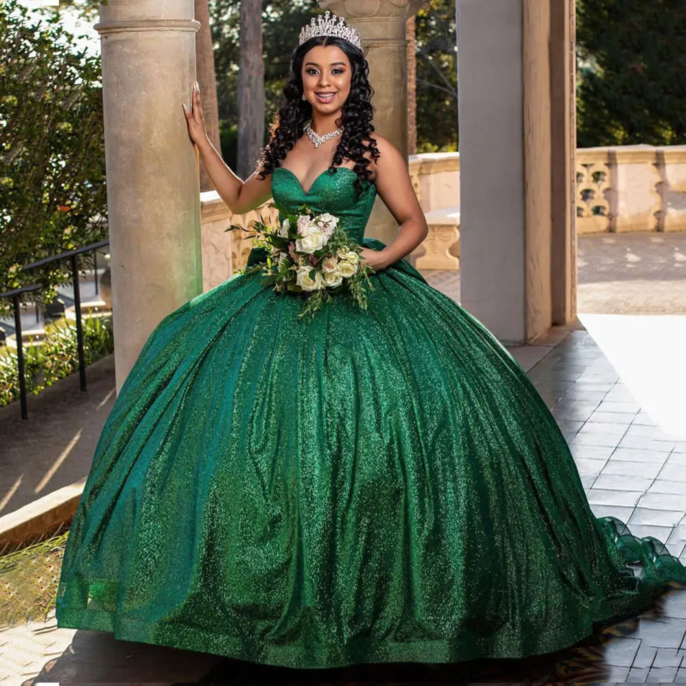 Vestido elegante princesa Quinceanera, vestido de baile verde, 16 anos doce, 15 anos, 2024