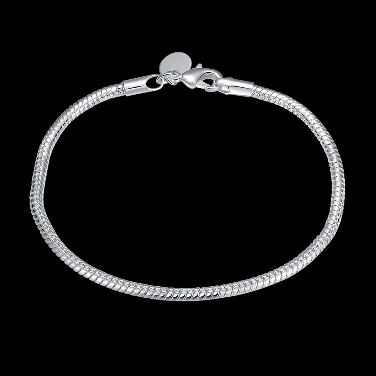 Pulsera de plata de ley 925 para mujer, cadena de serpiente de 3MM, brazalete artesanal, regalo de joyería de compromiso