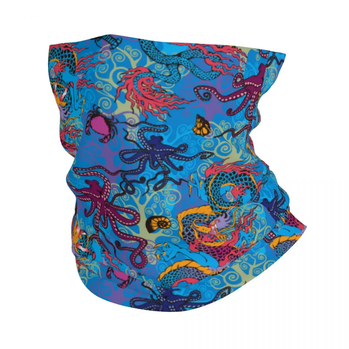 Dragon Octopus And Sea Voyages Thin Bandana Neck Gaiter Wrap Scarf Headband Neck Cover