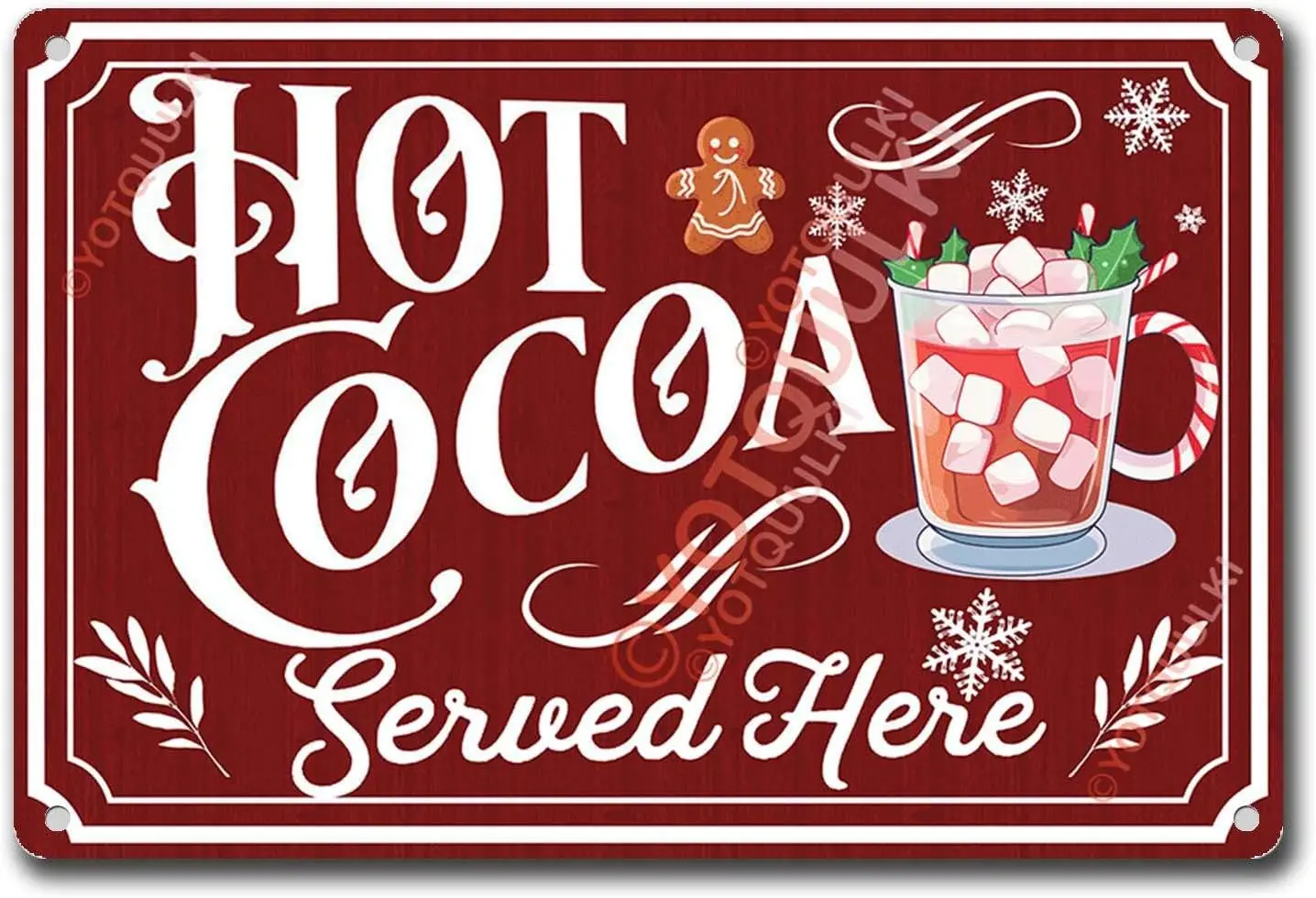 Aluminium Metall Blechschild Hot Cocoa Coffee Bar Dekor Weihnachtsdekorationen Kaffeestation Dekor Candy Bar Schild Home Wall Art Kitch