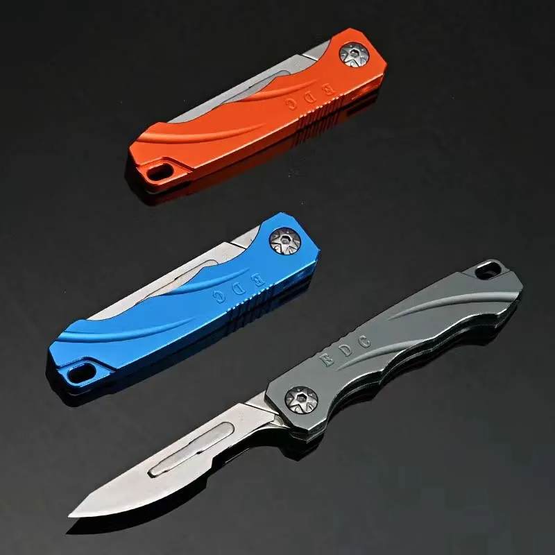 Portable Titanium Mini Camping Equipment Unboxing Mini Knife Keychain Hanging Detachable EDC Scalpel Outdoor Folding Knife