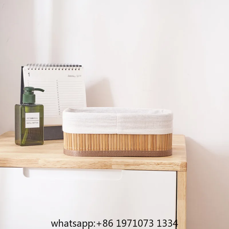 Home Desktop Storage Basket Clutter Organization Handmade Bamboo Hamper Desktop Clutter Storage Basket Toy Clothing Storage Box