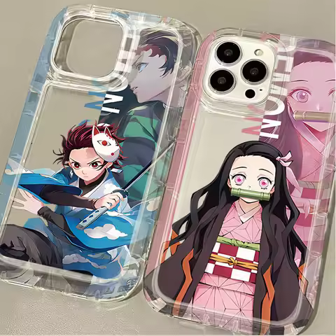 Case for Samsung Galaxy A15 A55 A05 A05S A14 A24 A13 A23 A73 A12 A22 A32 A52 A52S A72 A31 A51 A71 Anime Demon Slayer Clear Cover