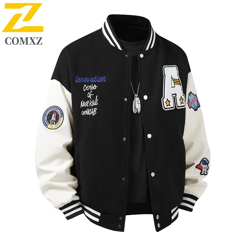 

Бейсбольная куртка COMXZ для пары 2520, модная универсальная дышащая куртка с 3D вышивкой и воротником-стойкой, повседневное бейсбольное пальто на открытом воздухе