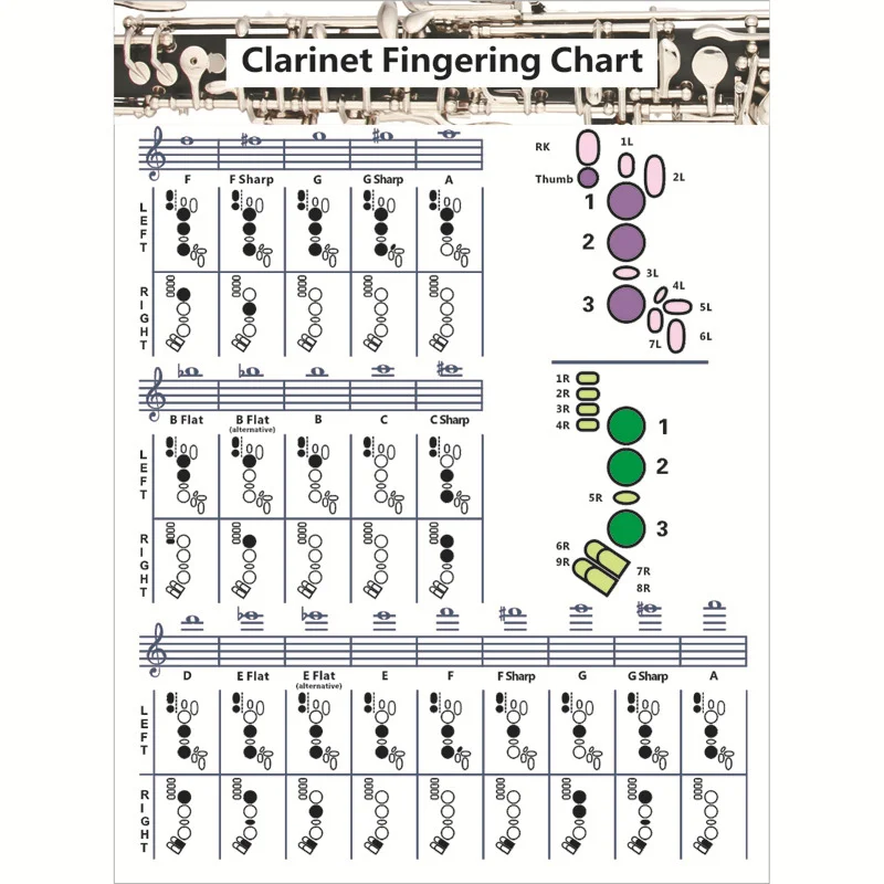 1PC Clarinet Chord Sheet Blackwind Chord Fingering Chart Fingering Practice Chart Copperplate Study Guide Chord Tables