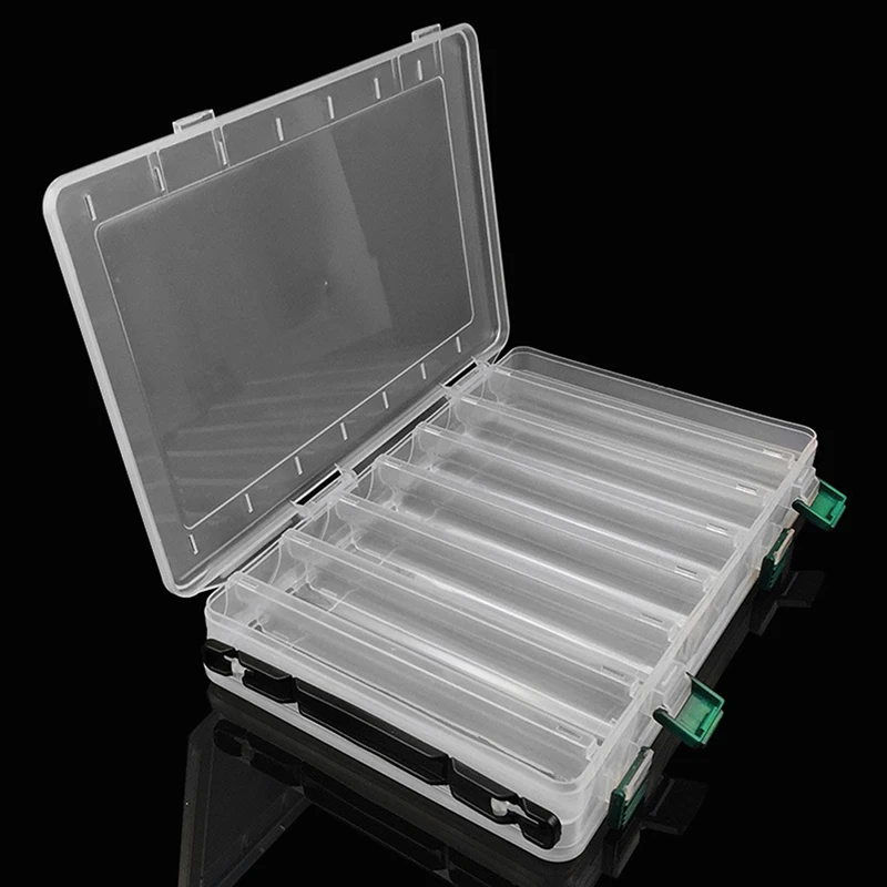 Double Sided 14 Compartments Fishing Tackle Boxes Lure Organizer Hook Bait Case Bait Container Box For Wobblers