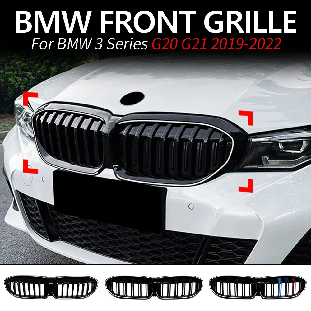 

LED Front Grille For BMW 3 Series G20 G21 2019-2022 Double Line LED Light Strip M Power Mesh Body Kit Upgrade Car Accessories