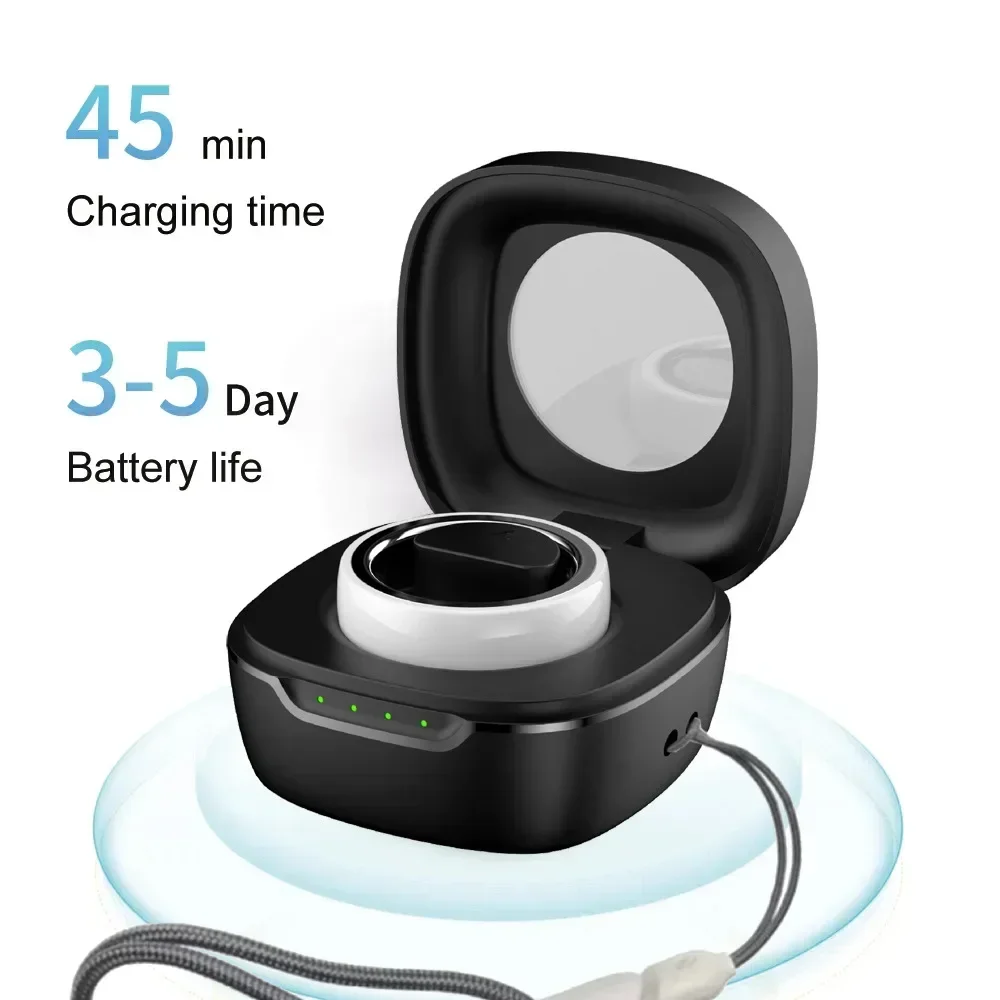 Fashion Smart Ring Health Monitor for Men Women, Fitness Tracker Sleep Steps Blood Pressure Heart Rate Monitor with Charging Box