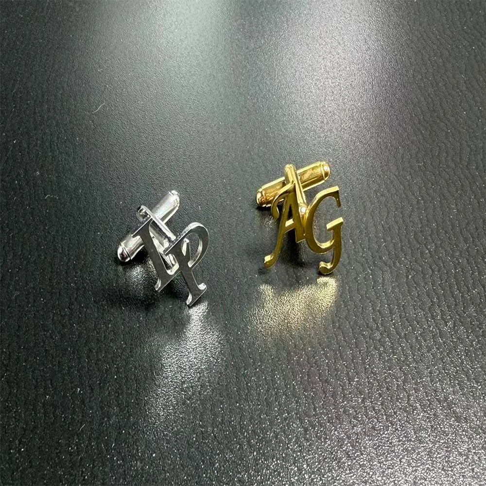 Personalized customization of stainless steel first letter cufflinks groom's wedding gift customized cufflinks anniversary gift