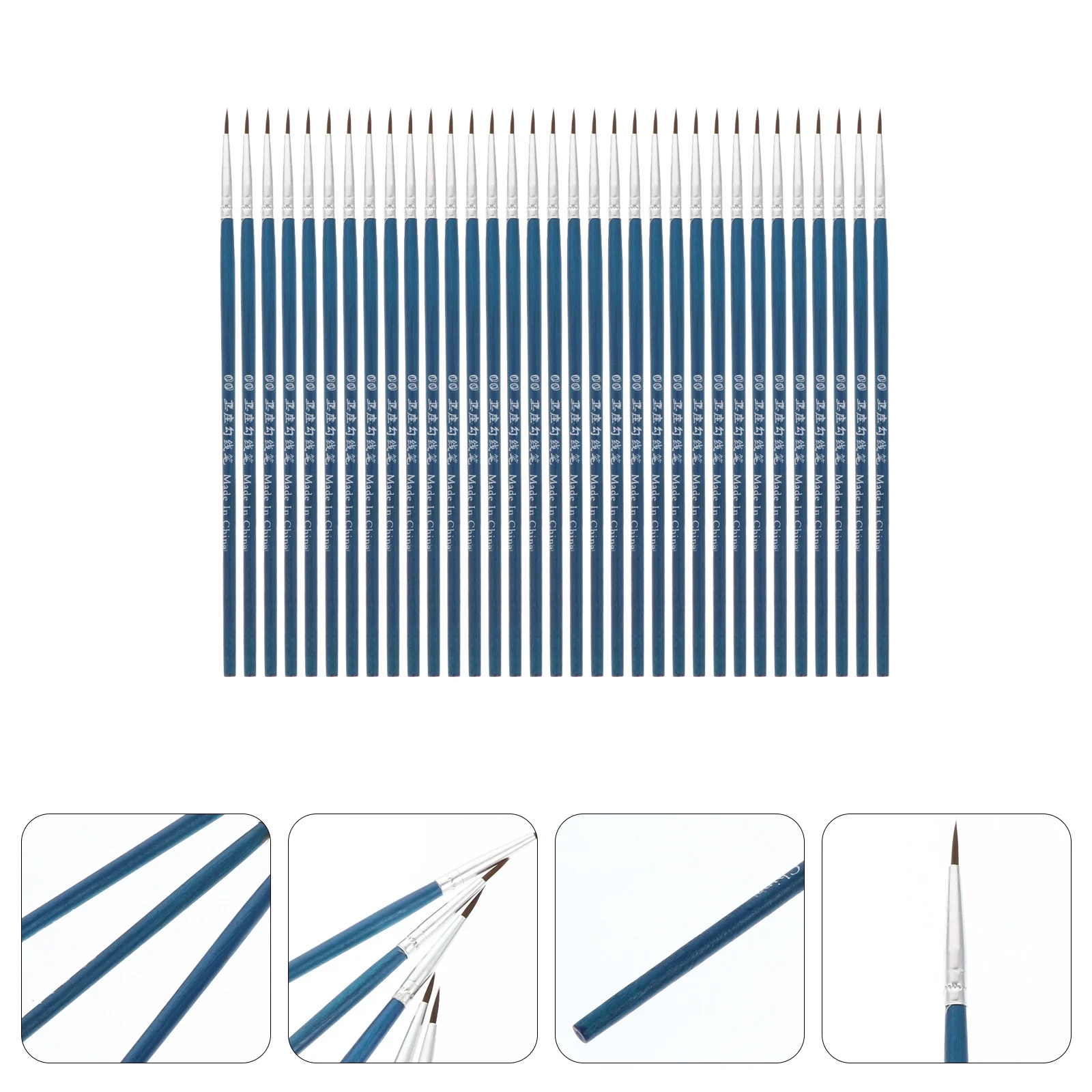 100 stuks premium penselen met houten handvat, flexibele nylon borstelharen voor acrylolie, aquarel, nail art design pensel