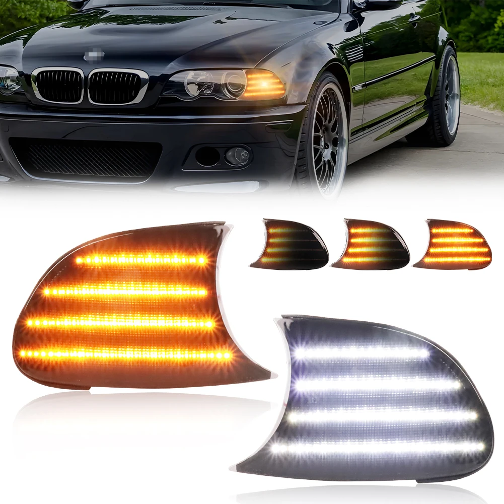 

2PCS Front Corner Light DRL Parking Light Side Marker Light Turn Signal Light W/LED For 2000 2001 BMW 323Ci/325Ci/328Ci/330Ci/M3